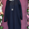 Navy Blue Self Print Kurta